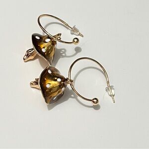 Gold Mushroom‎ Fun Cottagecore metal Hoop Earrings